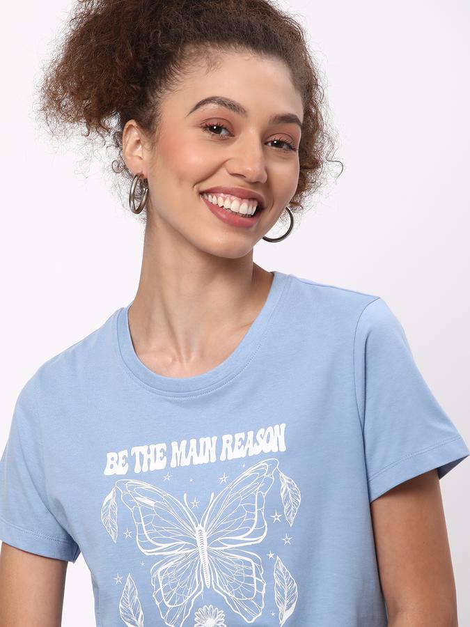 Women Cotton Regular Fit Crew Neck Graphic T-shirt