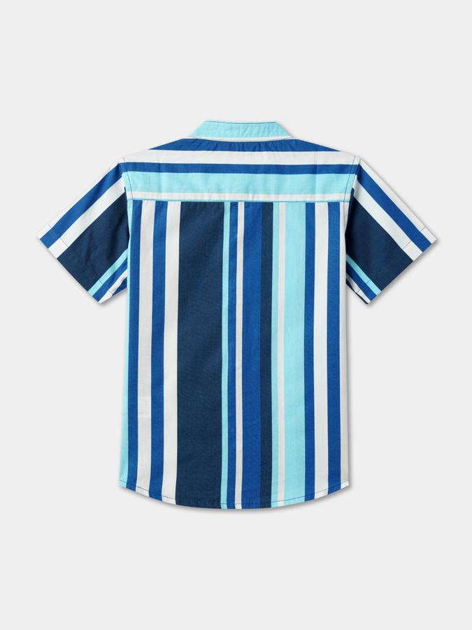 Boys Regular Fit Short Sleeve Mandarin Collar Shirt