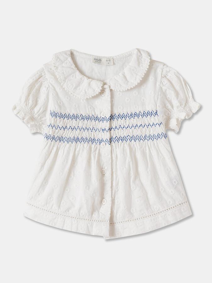 Girls Floral Puff Sleeve Smocked Top with Shorts Set