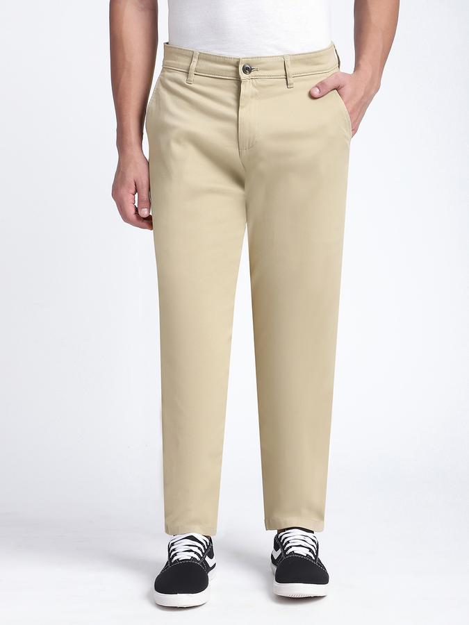Men Cotton Straight Fit Flat Front Chino Pants