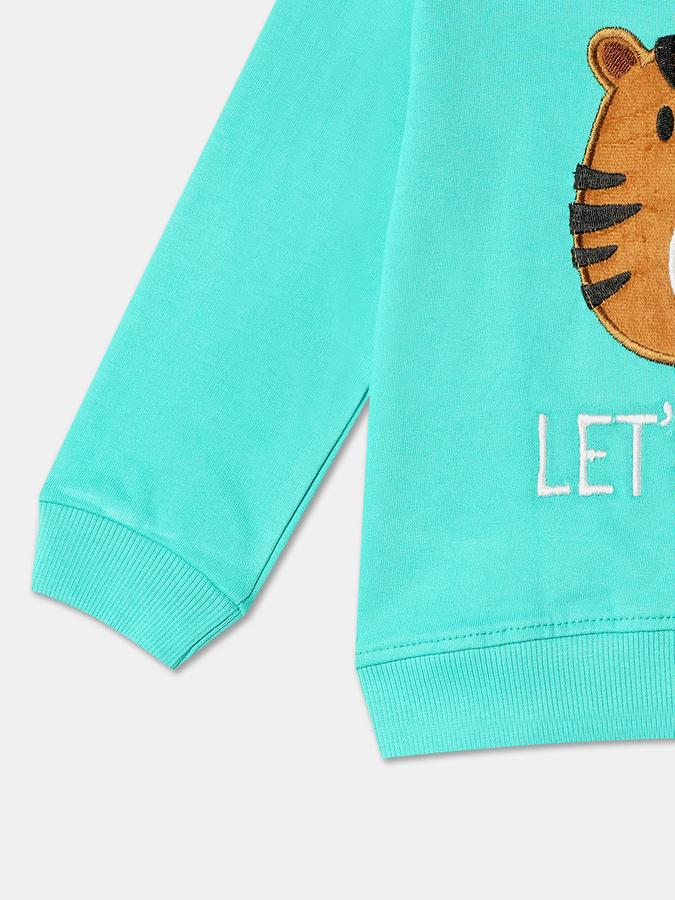 Boys Cotton Regular Fit Crew Neck Embellished Sweatshirt