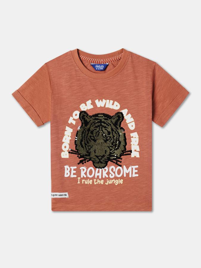 Boys Graphic Print Round-Neck Relaxed Fit T-Shirt