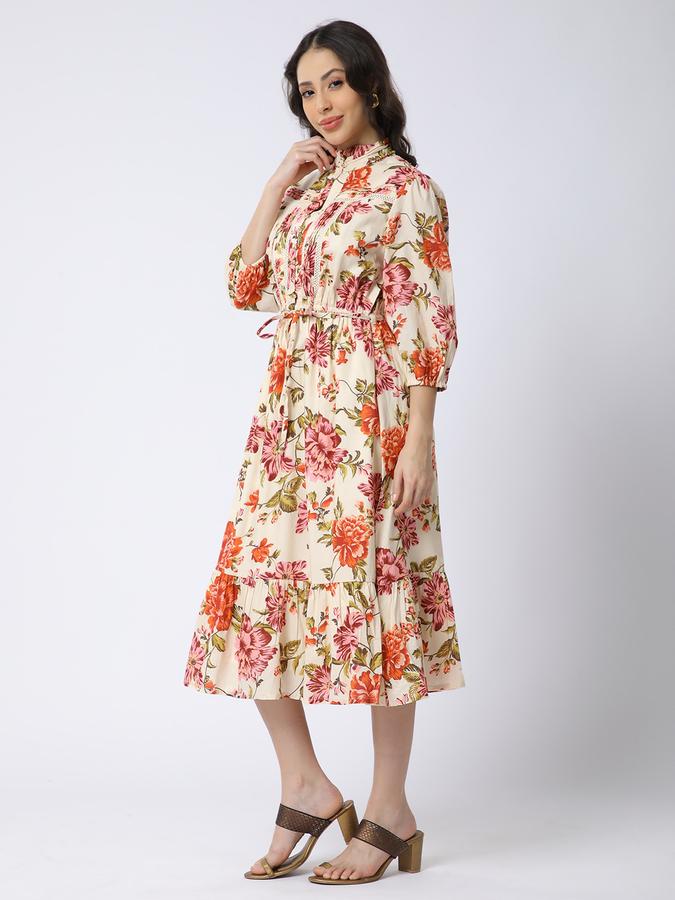 Women Cotton Fit & Flare Midi Floral Dress