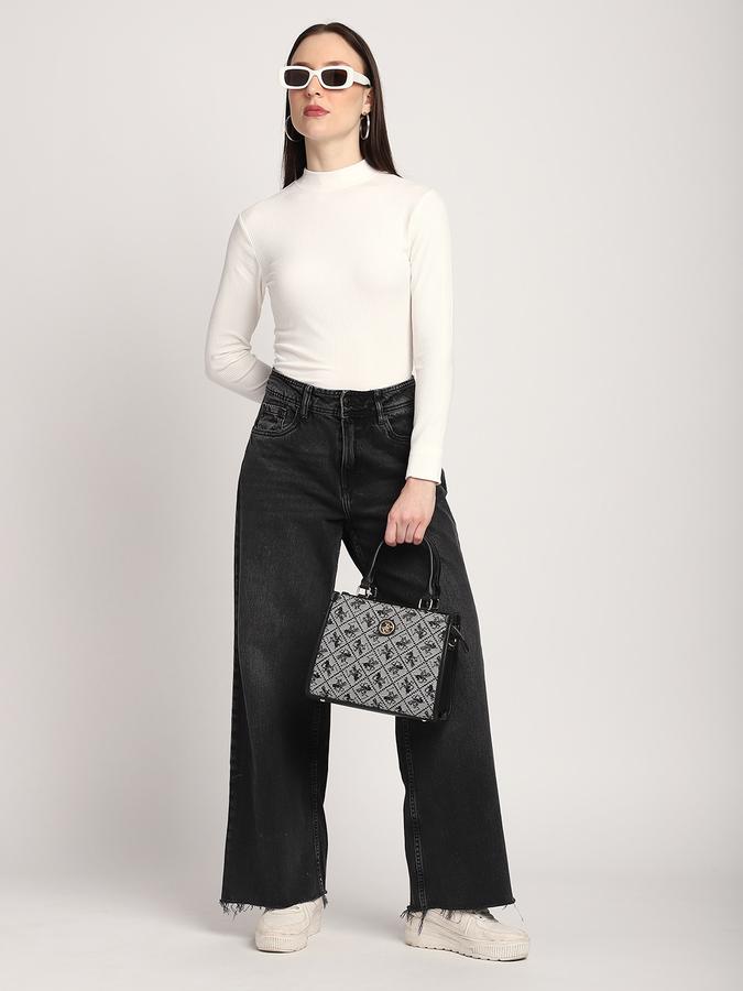 Women Cotton Slim Fit Mock Neck Ribbed Top