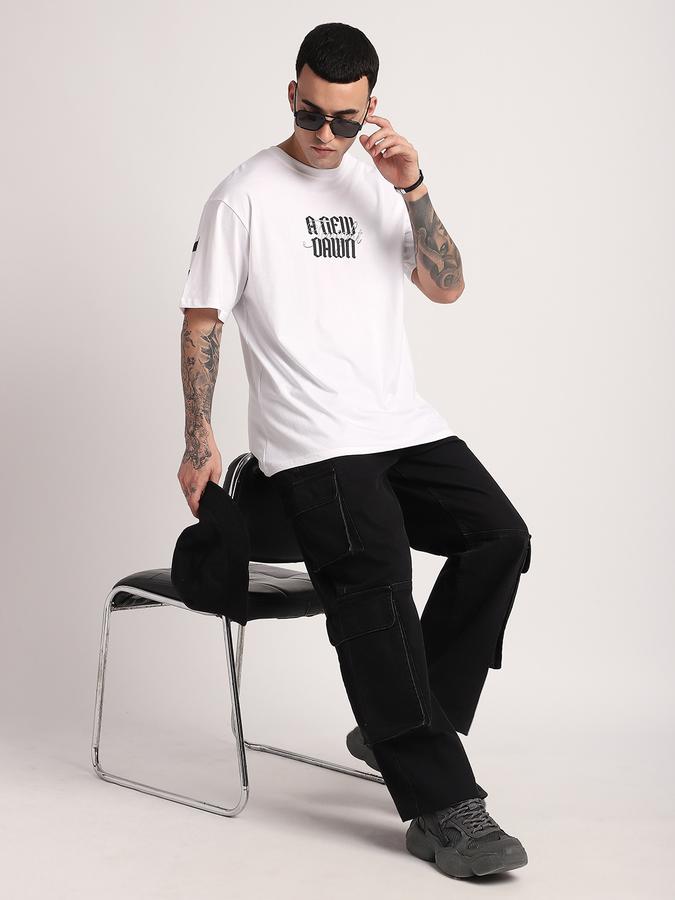 R&B Men's White Printed T-Shirt
