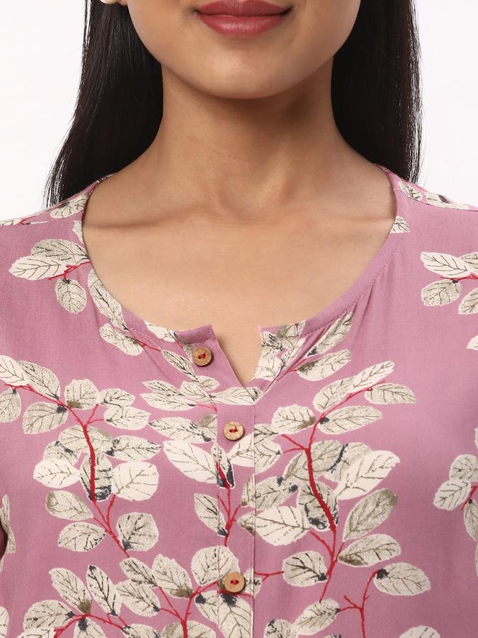Women Leaf Print A-Line Kurta image number 3