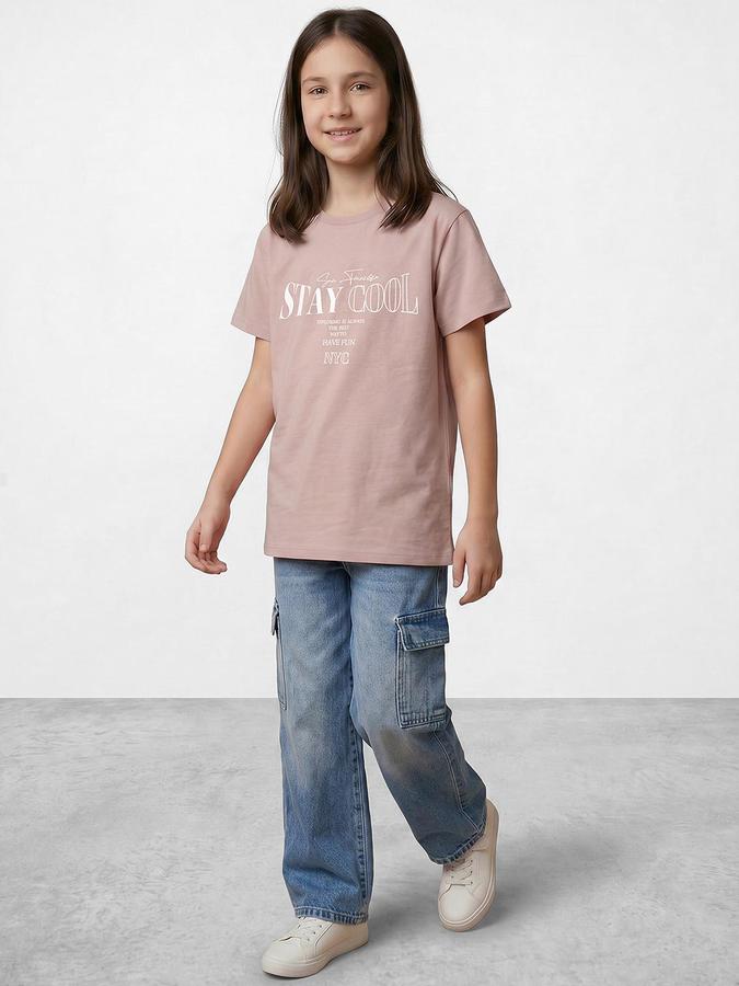 R&B Brown Girls Printed Short Sleeves Tshirt