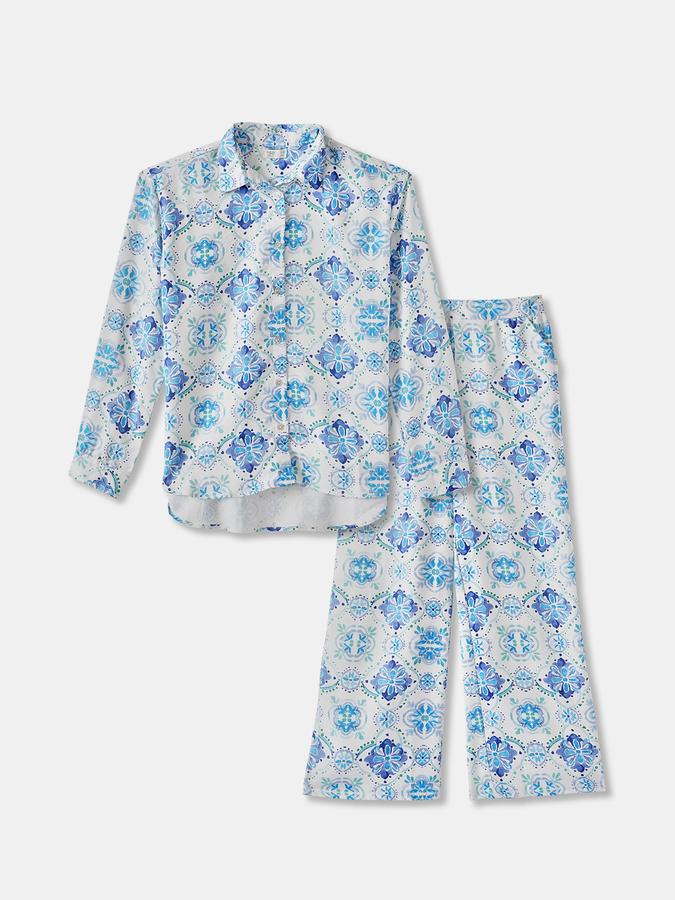 R&B Girls' White Printed Co-ord Set