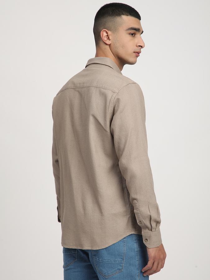 Men Cotton Regular Fit Point Collar Solid Shirt