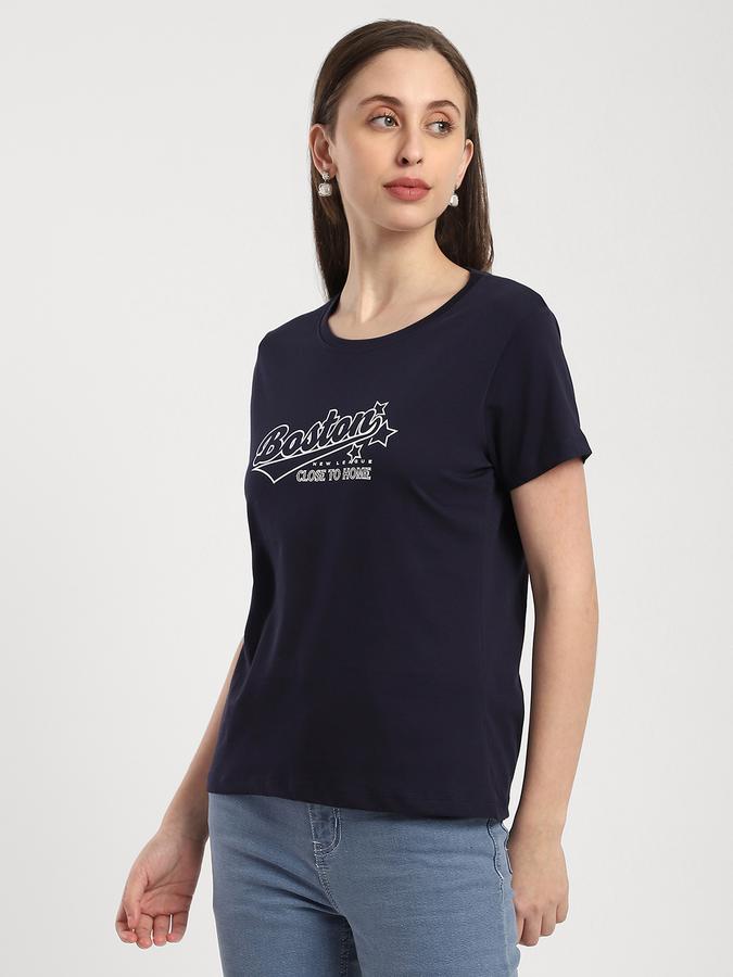 Women Cotton Regular Fit Crew Neck Graphic T-shirt