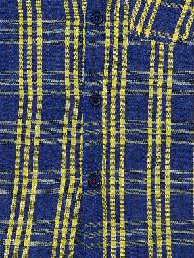 Boys Cotton Regular Fit Long Sleeve Plaid Shirt