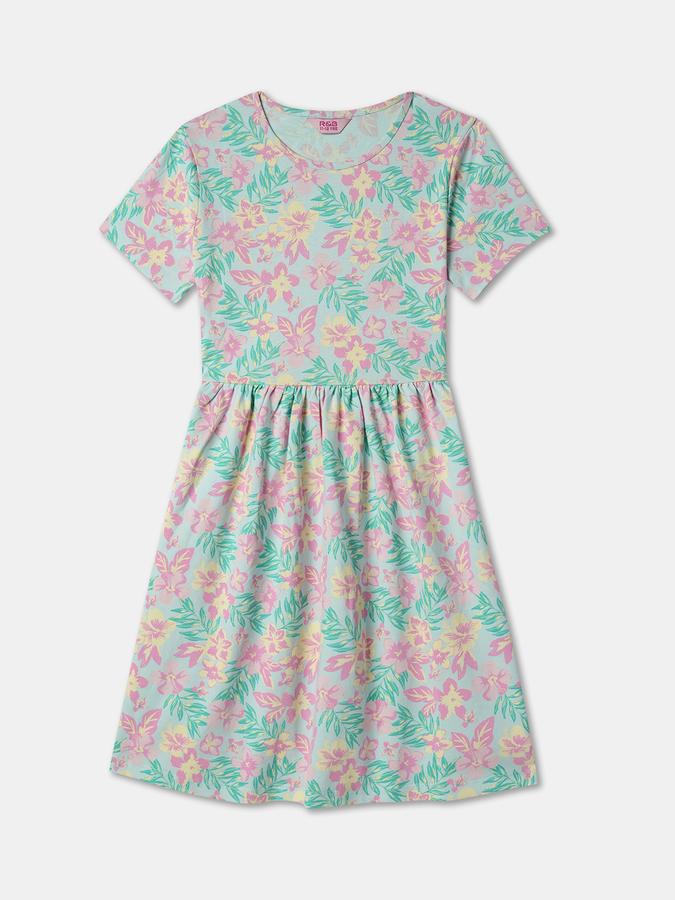 Girls Floral Print A-Line Dress image number 0