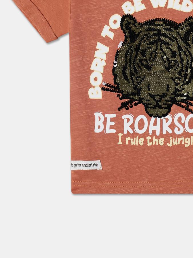 Boys Graphic Print Round-Neck Relaxed Fit T-Shirt image number 3