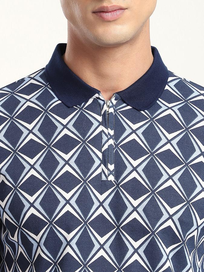 Men Cotton Regular Fit Polo Neck Graphic Print T-shirt