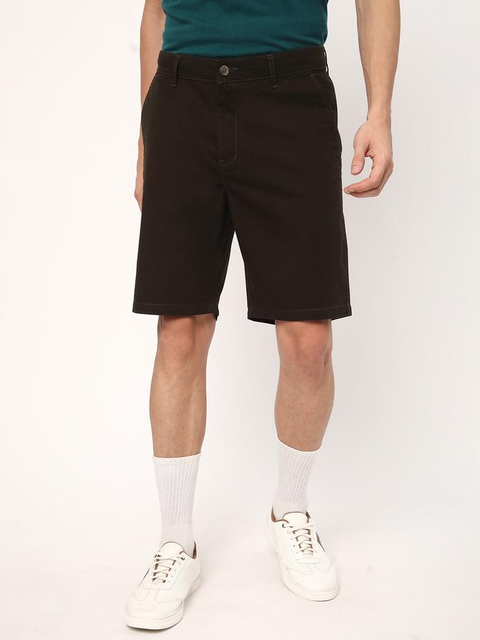 Boys Cotton Regular Fit Button Closure Clean Hem Shorts