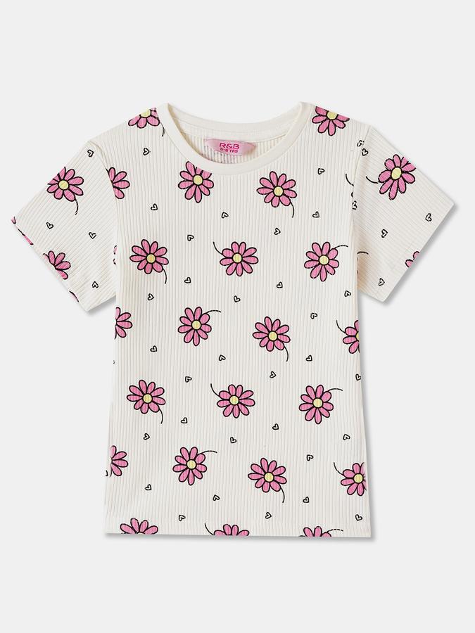 Printed Top with Crew Neck and Short Sleeves image number 3