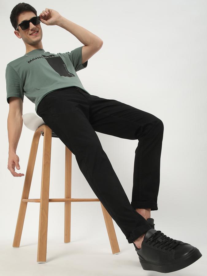 Men Cotton Slim Fit Flat Front Solid Trousers