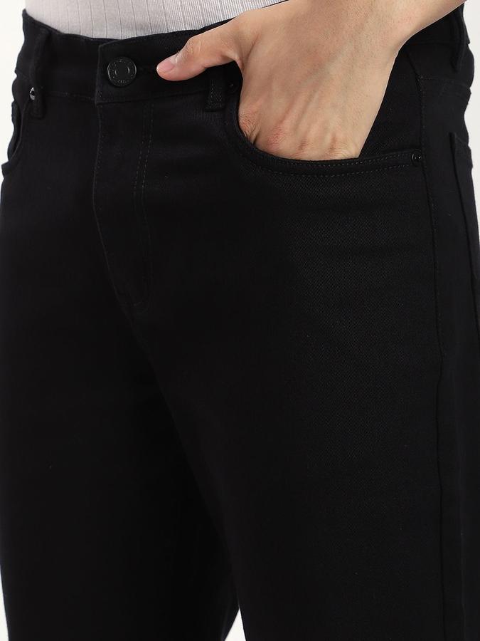 R&B Men Black Straight Fit Mid-Rise Jeans