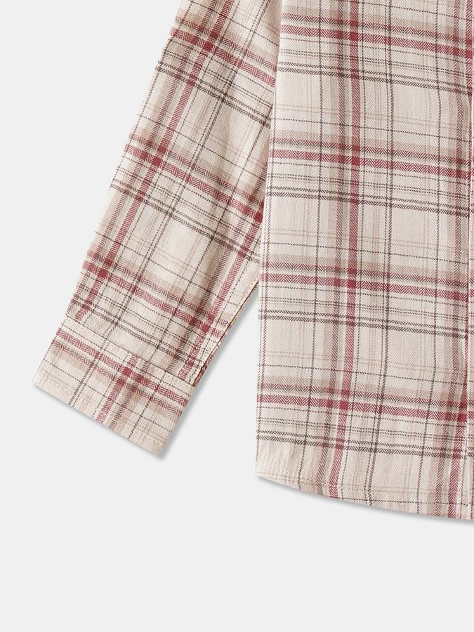 Boys Cotton Regular Fit Long Sleeve Checked Shirt