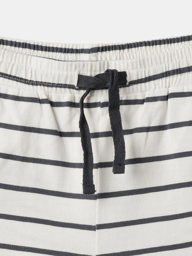 Girls Cotton Striped Elastic Waist Clean Hem Shorts