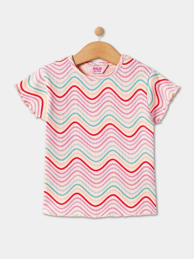 R&B Girl's All Over Printed Short Sleeves Top & Bottom Sets image number 2