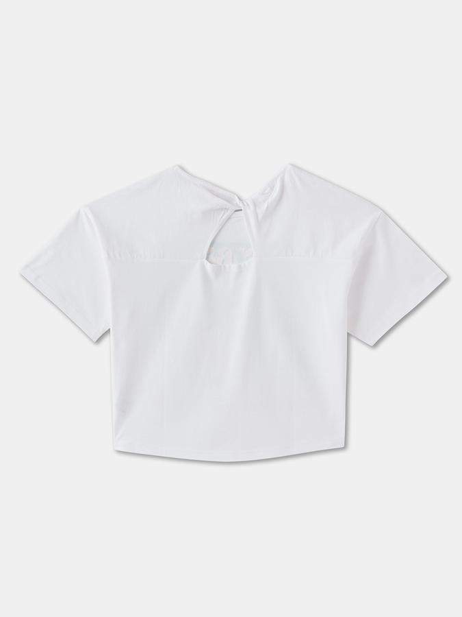 R&B Girls' White Printed T-Shirt