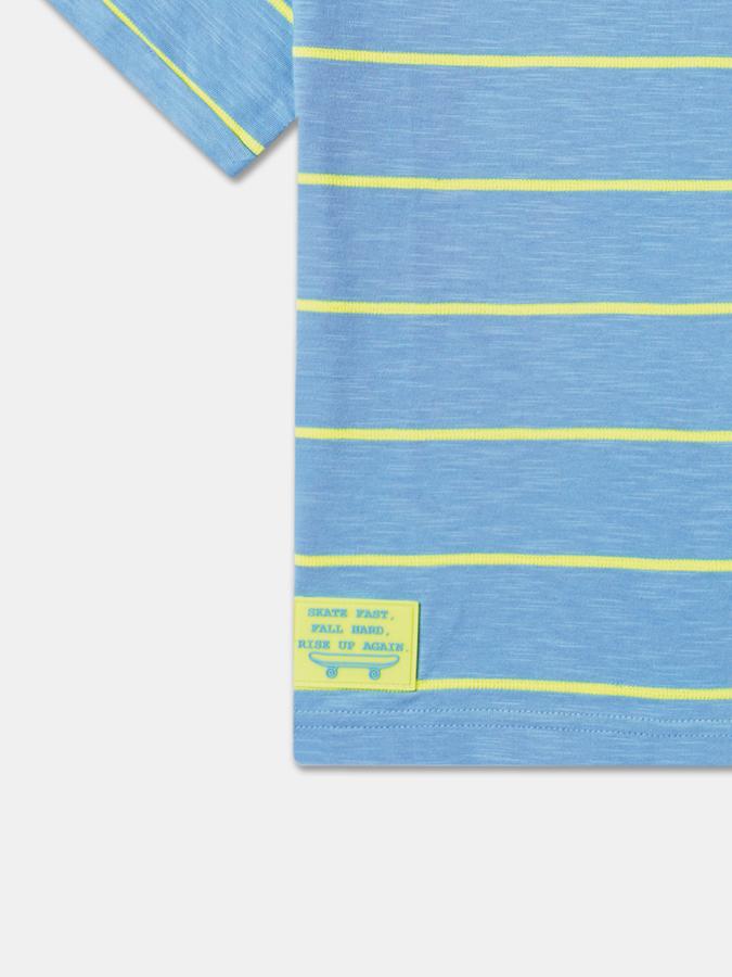 Boys Striped Round-Neck Relaxed Fit T-Shirt image number 3