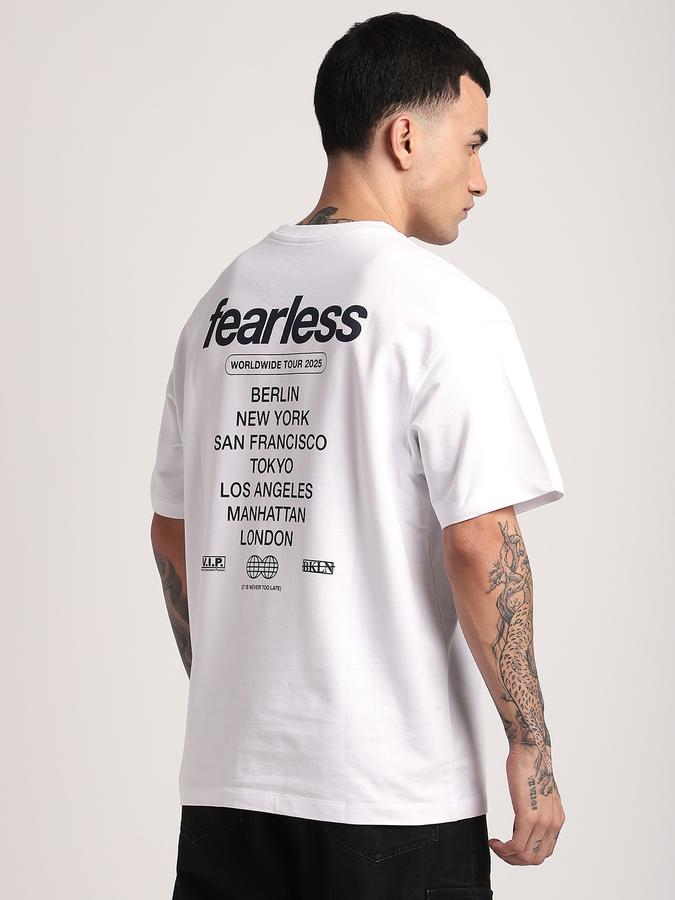 R&B Men's White Printed T-Shirt