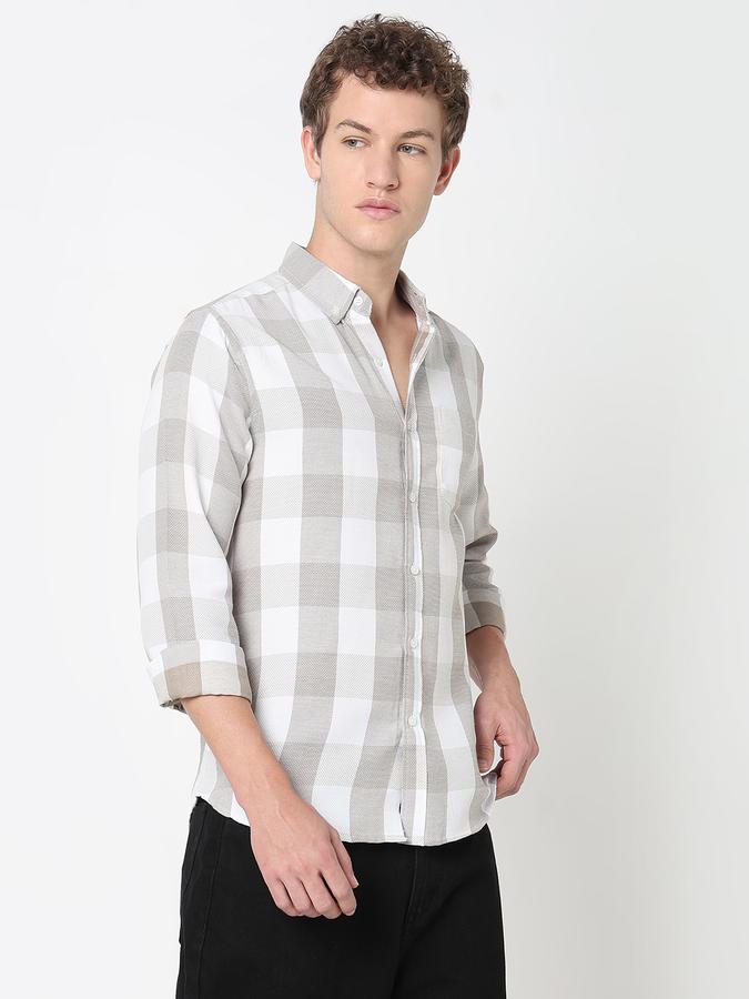 Men Cotton Regular Fit Button-Down Collar Checked Shirt