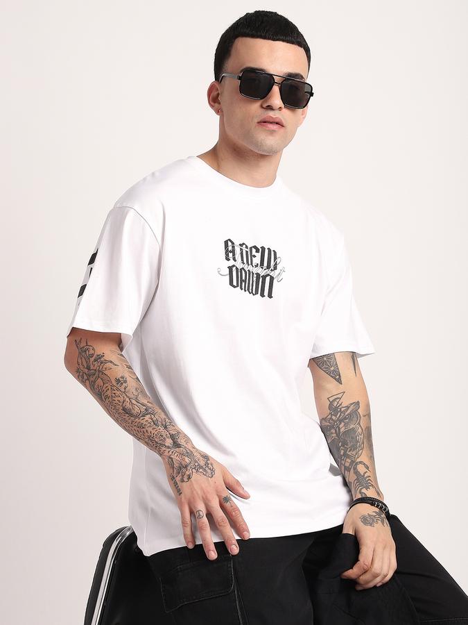 R&B Men's White Printed T-Shirt