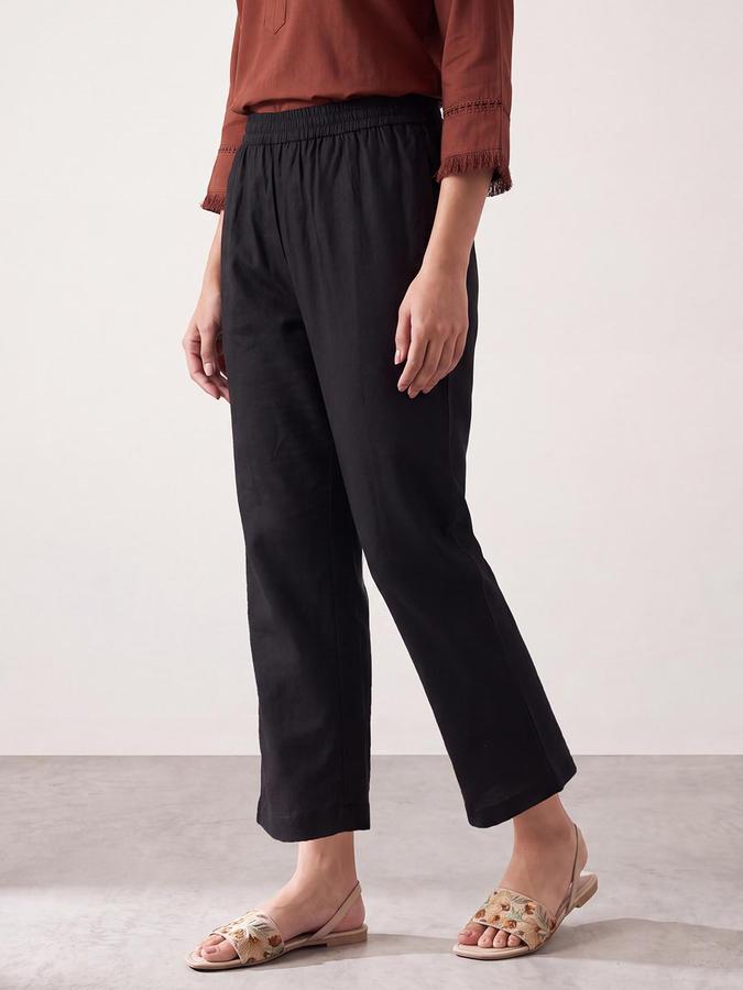 R&B Women Black Textured Ethnic Pant