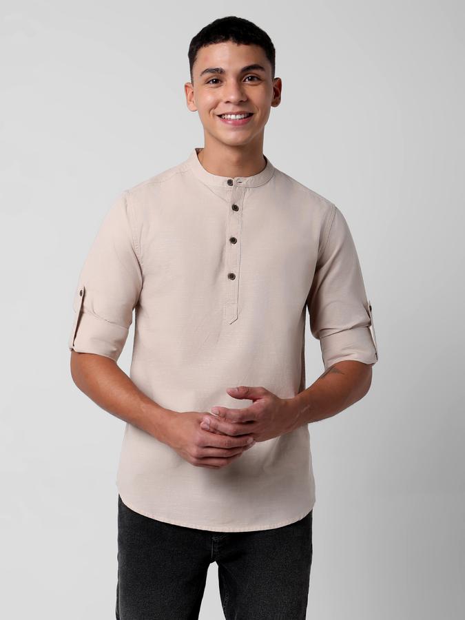 Men Regular Fit Shirt with Band-Collar image number 0