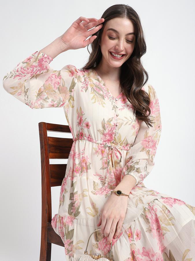 Women Polyester A-Line Midi Floral Dress
