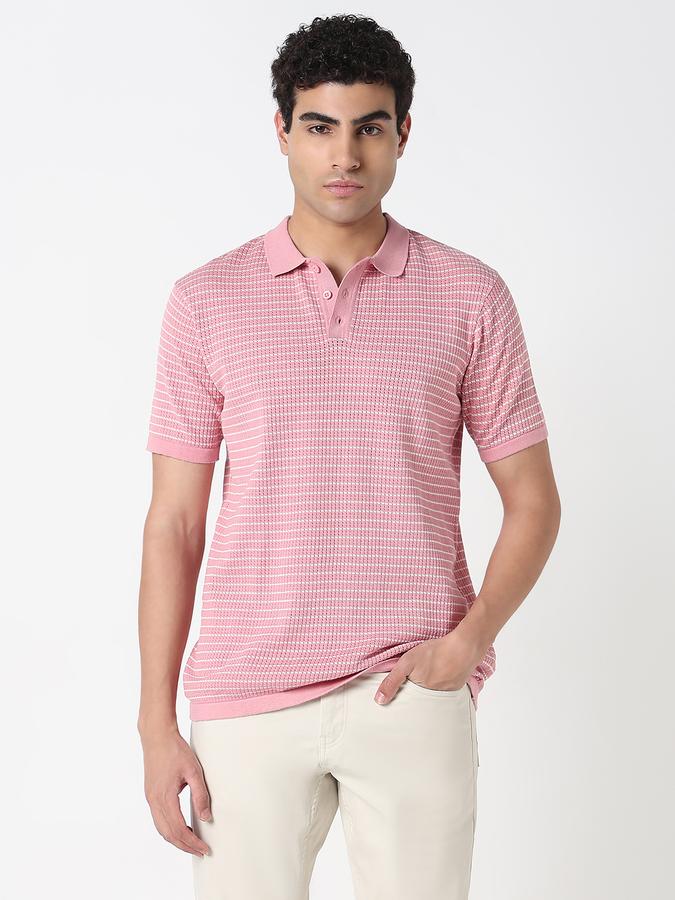 Striped Men Round Neck T-Shirt image number 1