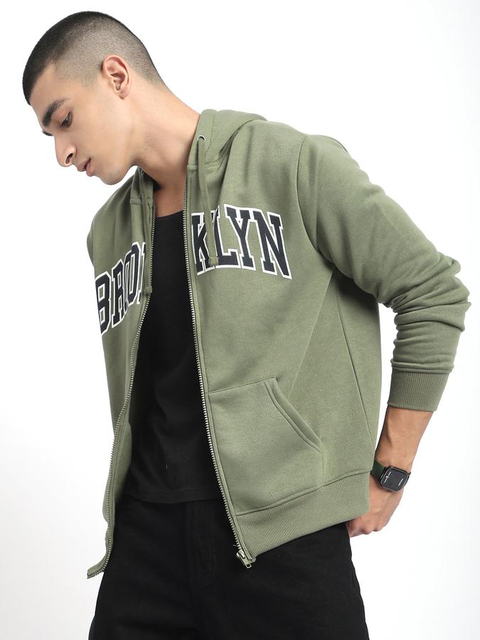 Men Cotton Blend Regular Fit Hooded Graphic Sweatshirt