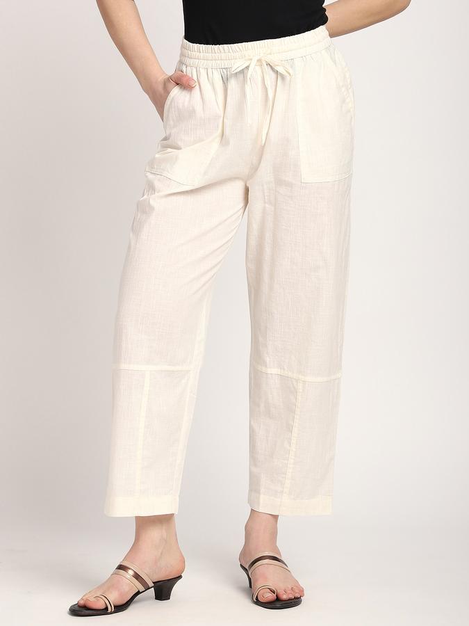Women Cotton Regular Fit Mid Rise Solid Trousers