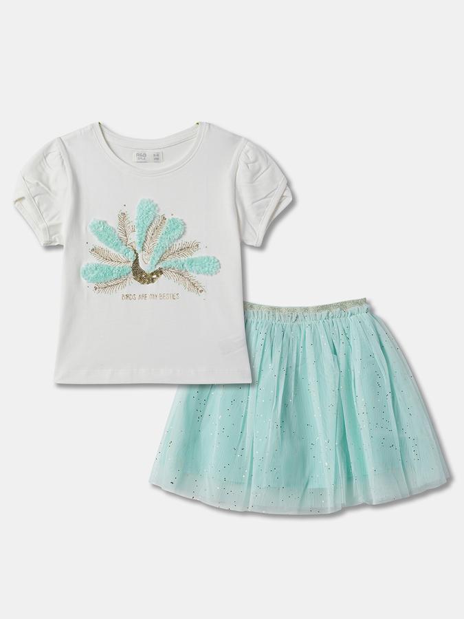 Girls Graphic Print Skirt & Top Set image number 0