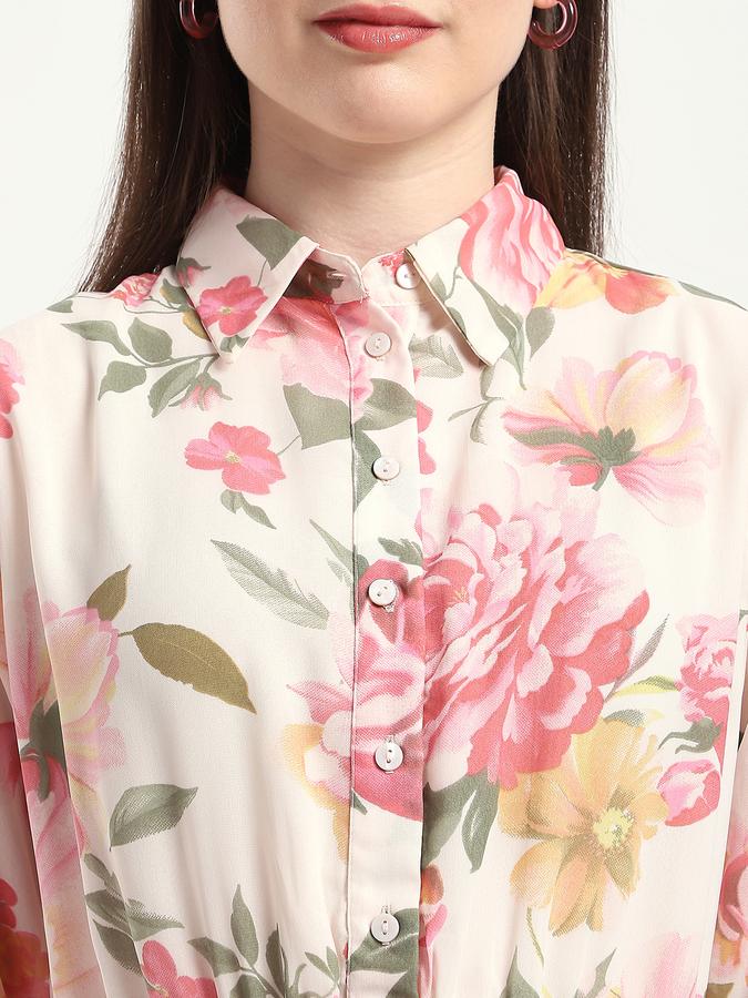 Women Polyester Fit And Flare Midi Floral Dress