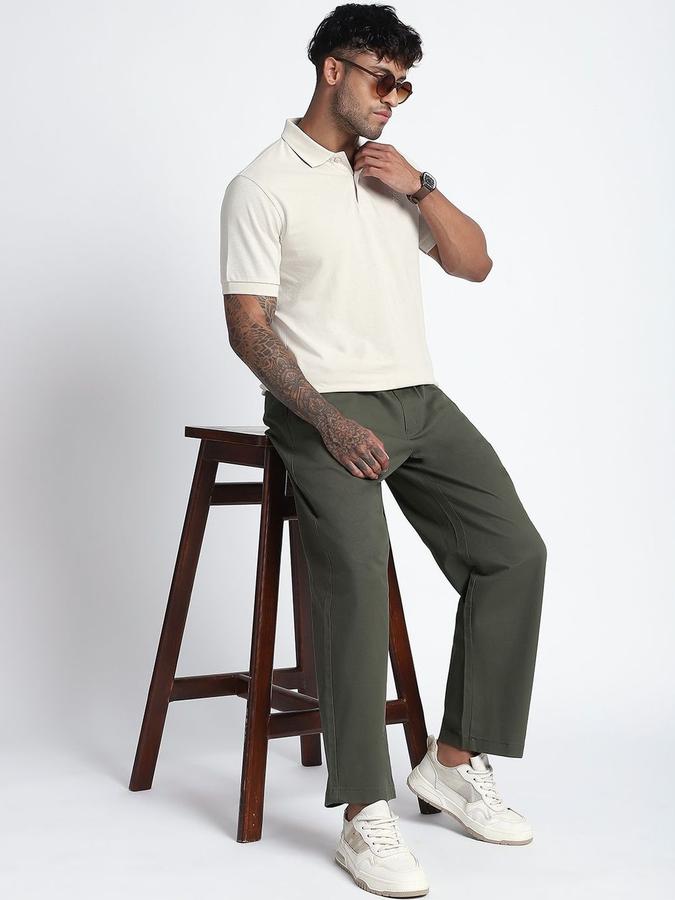 R&B Mens Cream Brand Logo Polo Collar Short Sleeves T-shirt
