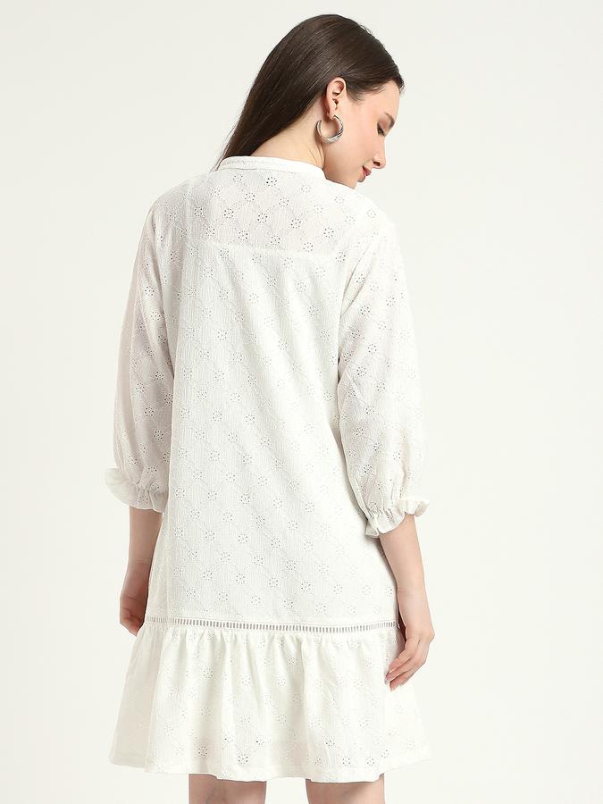 R&B Women Ivory Textured Tiered Midi Dress