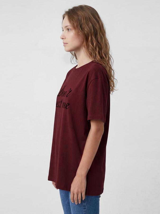 R&B Burgundy Graphic Print Women Round Neck Regular Fit Short Sleeves T-Shirt 