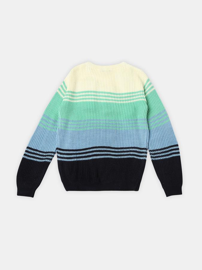 Boys Cotton Regular Fit Crew Neck Colorblock Sweatshirt