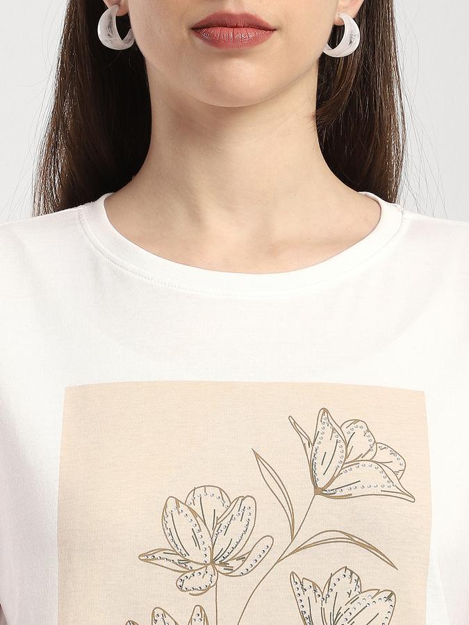 Women Cotton Regular Fit Crew Neck Graphic T-shirt