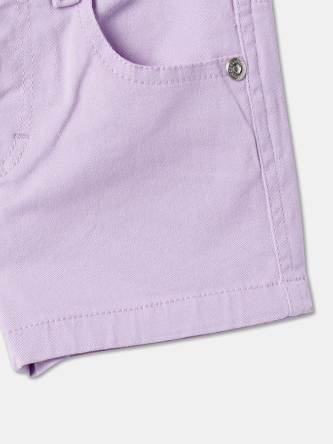 Girls Cotton Regular Fit Zip Fly Cuffed Hem Shorts