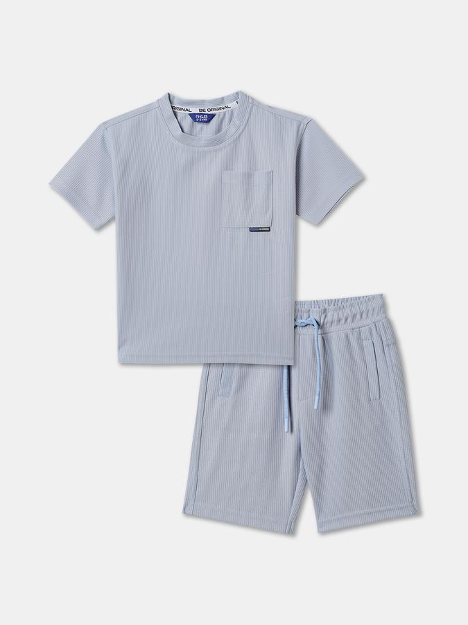 Boys Solid Crew Neck T-shirt with Shorts Fashion Set