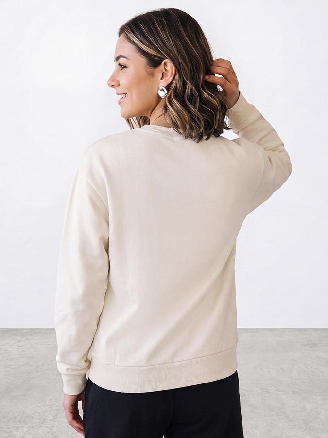 R&B Women Frappe Varsity Typography Round Neck Long Sleeves Relaxed Fit Sweatshirt