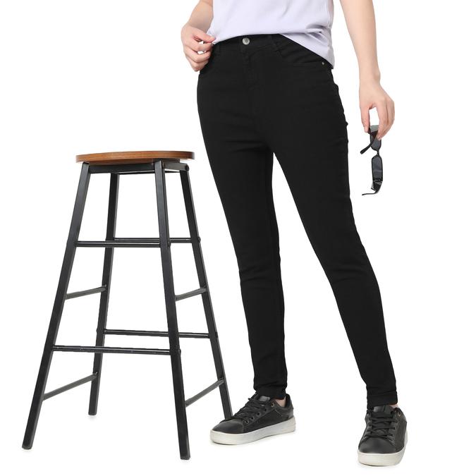R&B Women Black Solid Slim Cargo Trousers
