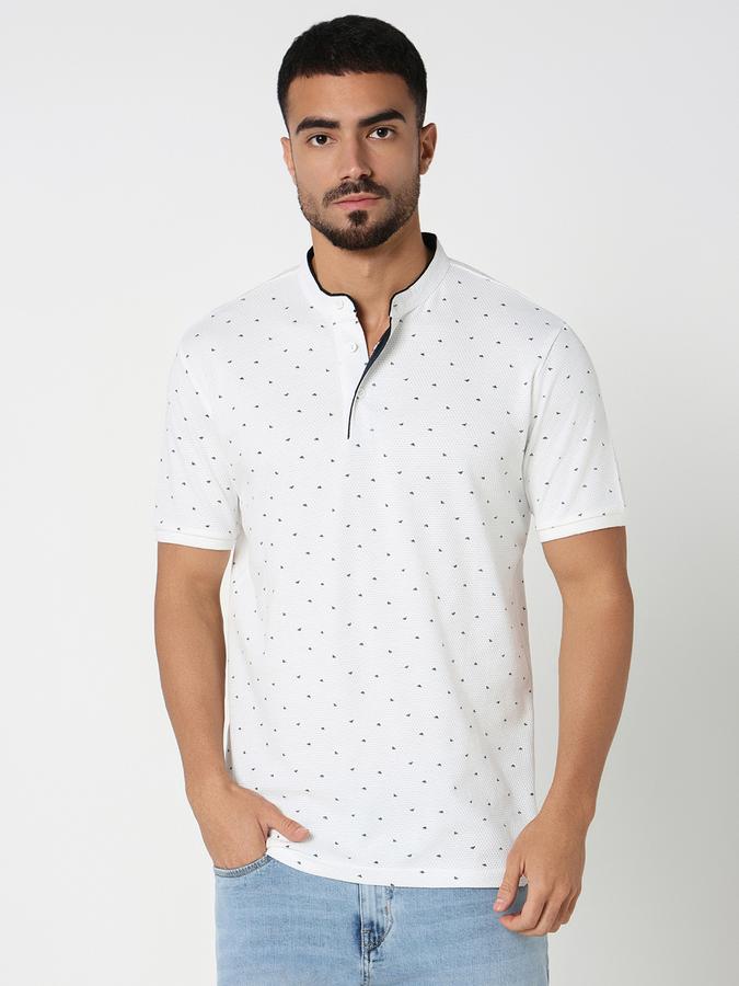 Printed Men Mandarin Collar T-Shirt image number 1