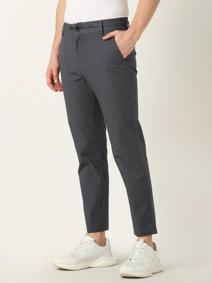 Men Slim Fit Flat-Front Trousers image number 1