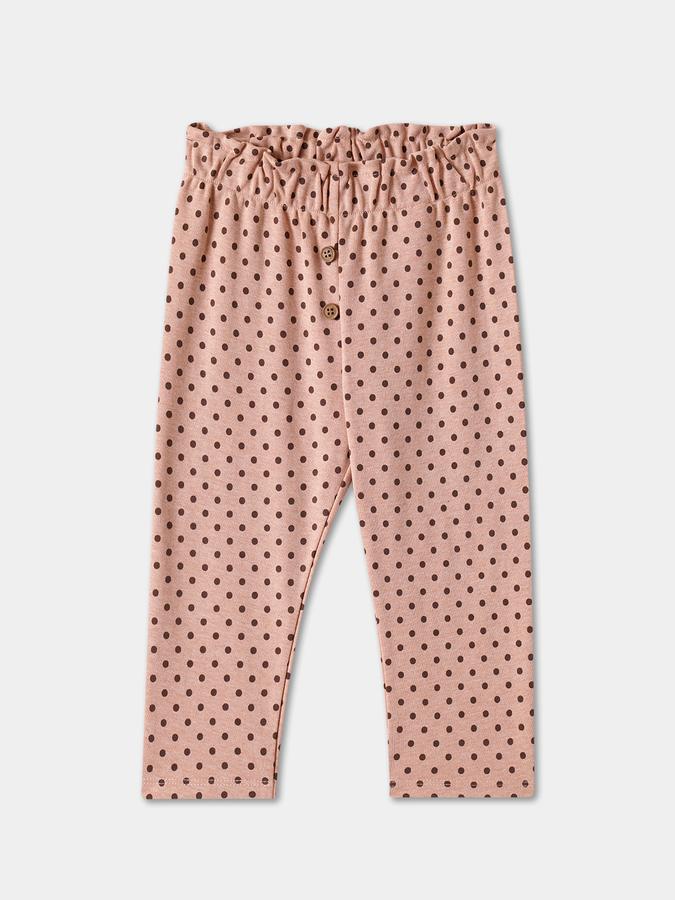 Girls Cotton Polka Dot Ruffled Top and Leggings Set